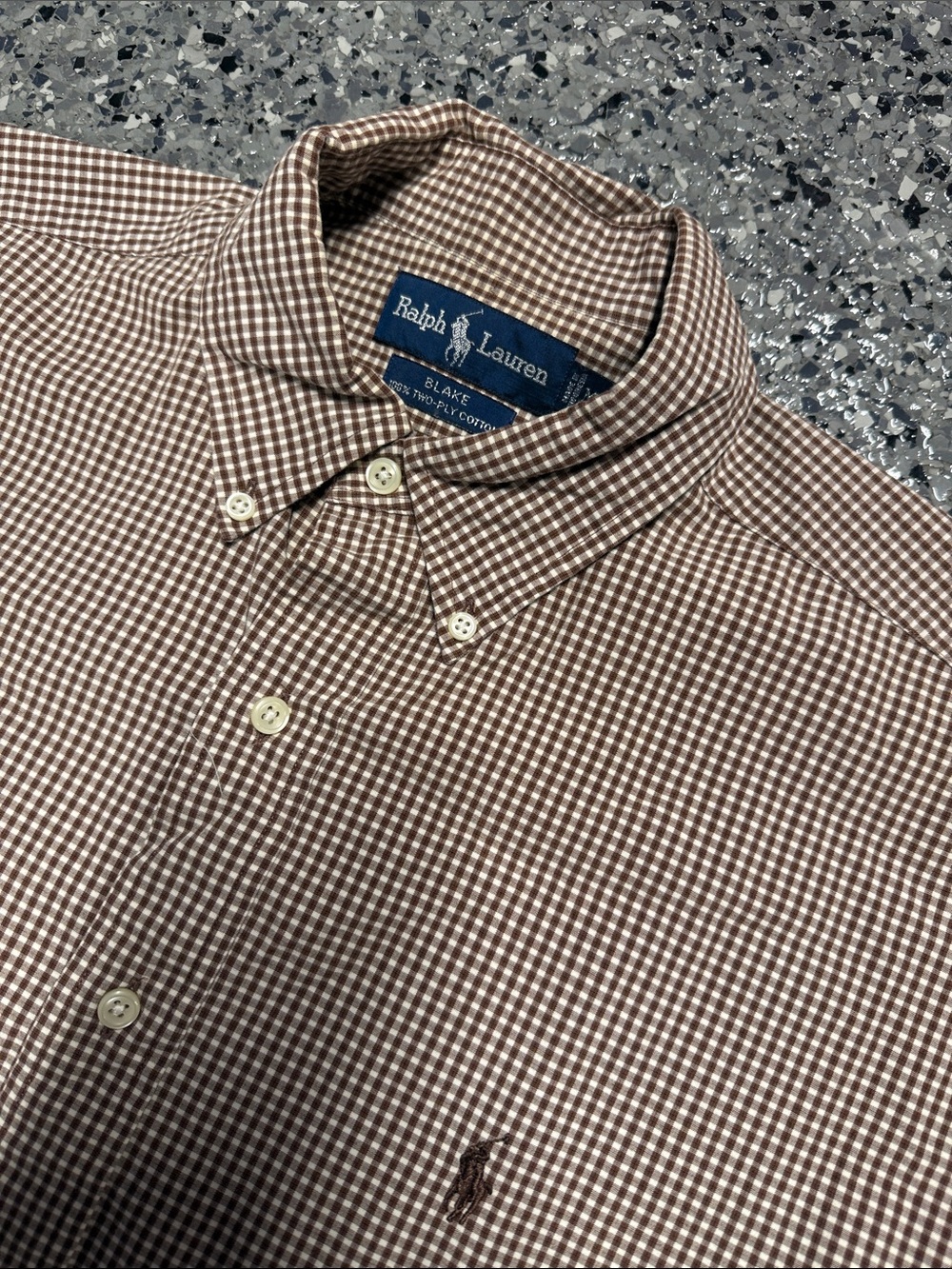 Ralph Lauren Brown Gingham Button-Down Shirt Medium